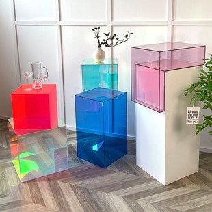 彩色透明亚克力地台底座增高服装店展示台婚庆摄影道具摆件陈列台