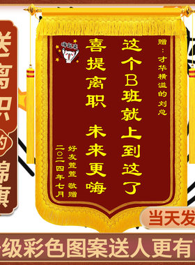 喜提离职锦旗定做赠送同事好朋友同事好s哥们锦旗定制送闺蜜庆祝