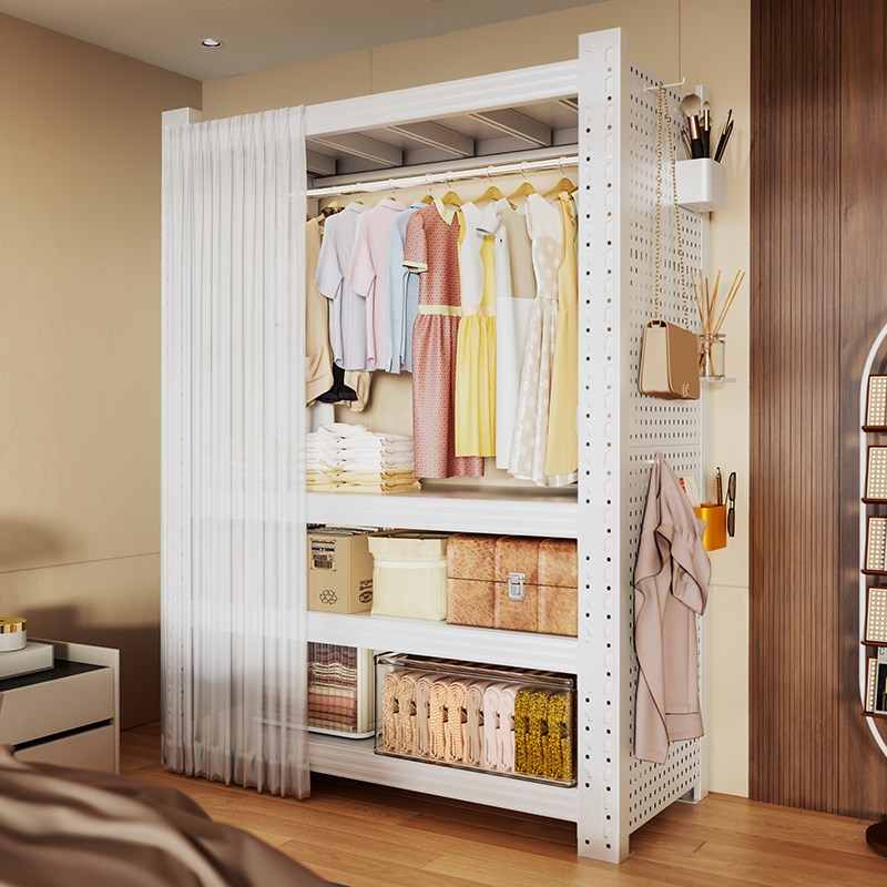 蝴蝶孔置物架衣架配件金属方孔洞洞板防尘帘钢制挂衣杆可磁吸板子