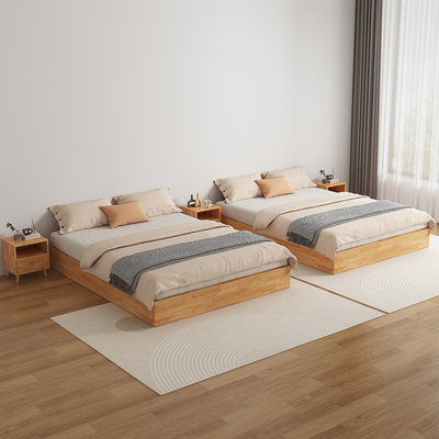 实木榻榻米现代简约排骨架地台床定制床任意尺寸民宿无头双人床架