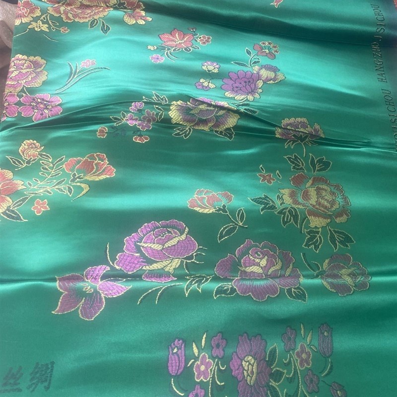 老式缎面印花结婚被面风俗喜事婚庆上梁布料披红面子软缎挂红