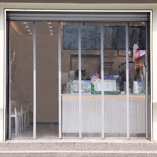 定制奶茶店空调透明自吸s门帘后厨隔断窗水果茶咖啡店操作间遮挡