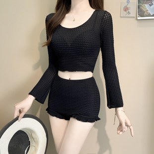 罩衫 长袖 三件套遮肉显瘦保守学生游泳衣 爆款 分体泳衣女夏2024新款