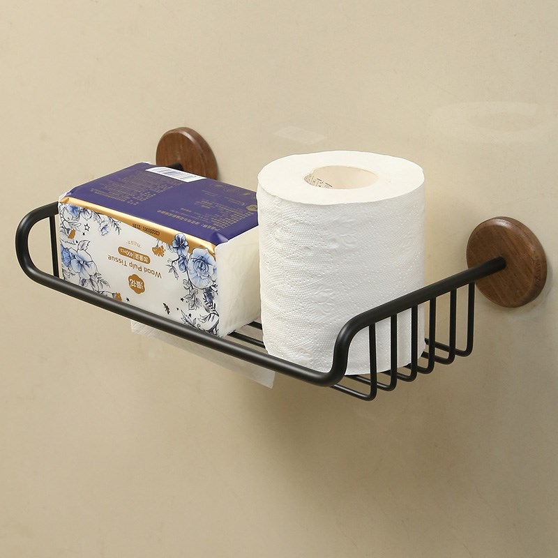 胡桃木纸抽篮卫生间网篮置物架纸巾盒卫生纸洗脸巾壁挂实木卷纸架