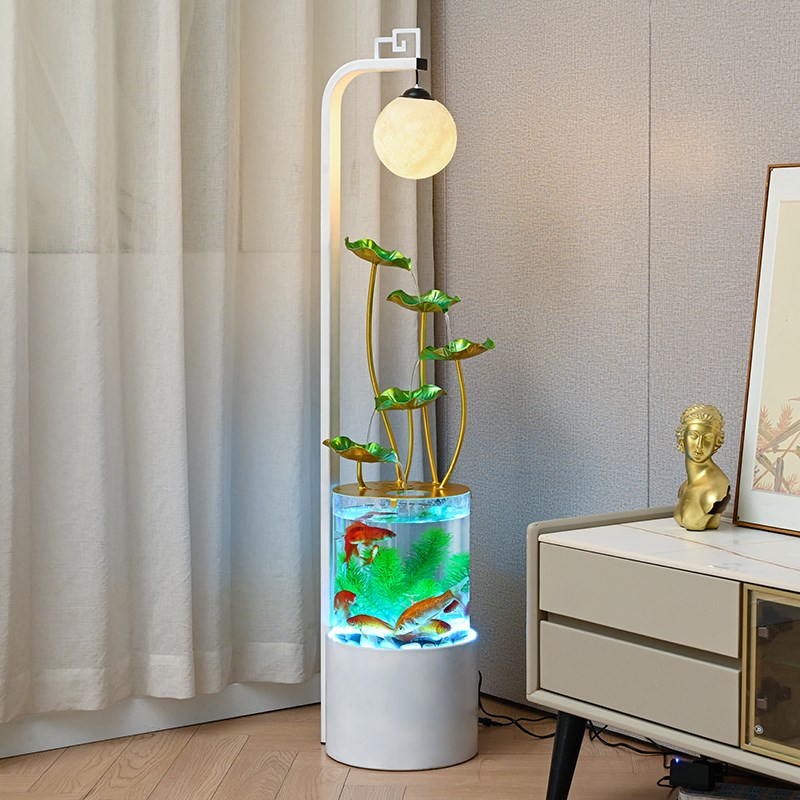 现代鱼缸流水摆件循环水客厅店铺沙发电视机旁边落地装饰水景