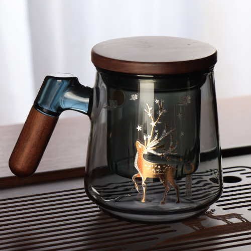 玻璃杯茶杯玻璃过滤内胆茶水分离C杯泡茶杯水杯办公杯个人专用杯