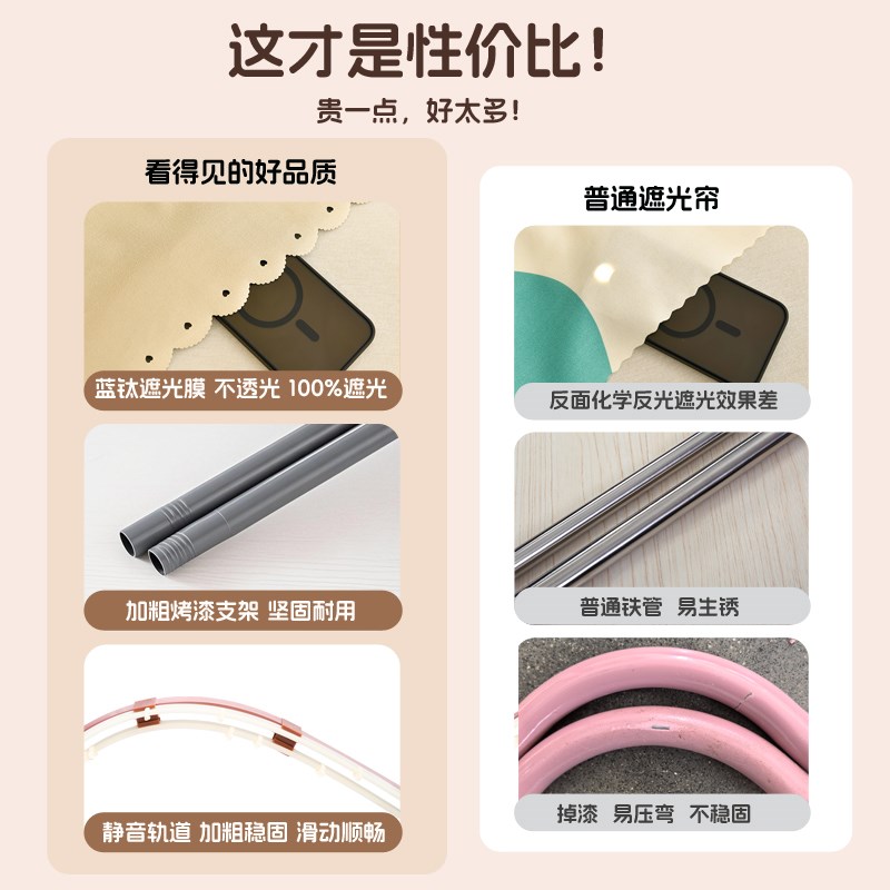 U型双轨道床帘学生宿舍蚊帐一体式滑轨强遮光上铺窗帘下铺寝室u形