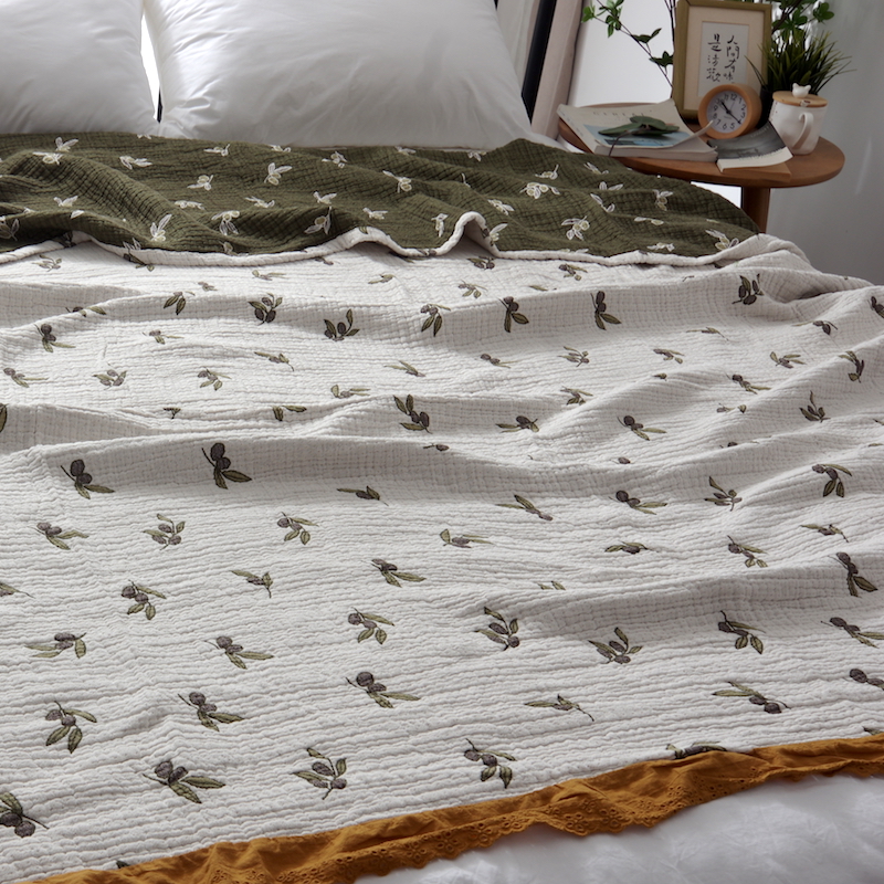 韩式花边毯子盖毯夏季毛巾被纯棉纱布沙发巾全棉单双人床盖薄被子