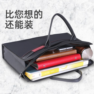 牛津布文件包手提商务男双层收纳文件袋大容量拉链会议定制公文包