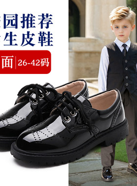 儿童皮鞋男童黑色英伦风学生演出软底鞋子L春秋大童新款小皮鞋夏