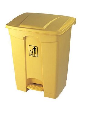 70L脚踏式塑料环保垃圾桶 68升灰色阻燃室内果皮箱 黄色垃圾箱