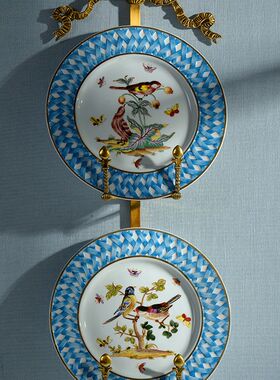 美式欧式青花手绘花鸟挂盘盘子墙壁饰盘装饰品家居客厅陶瓷摆件
