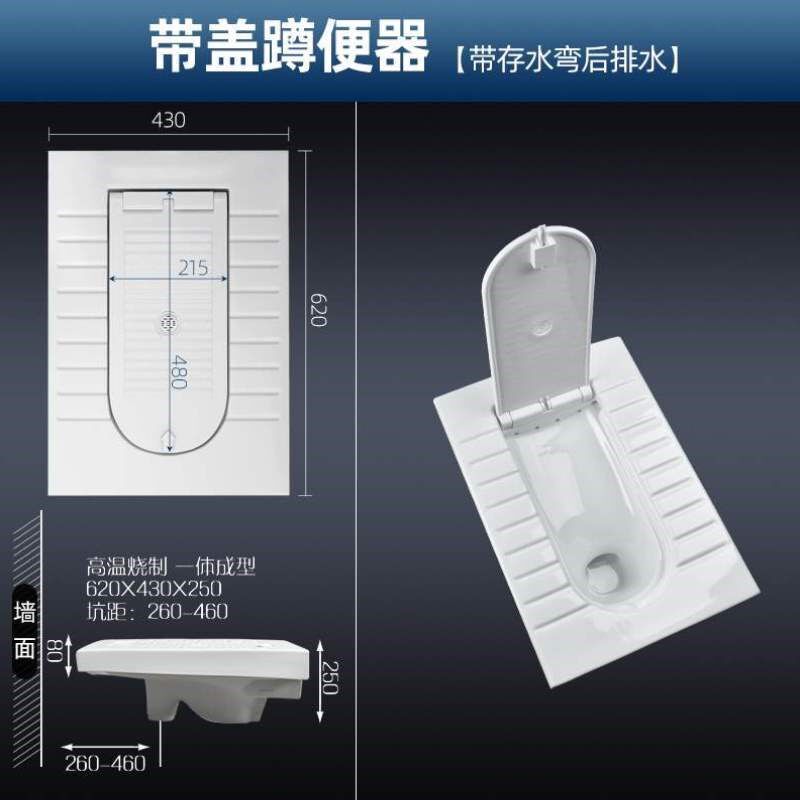 家用带盖板一体式翻盖式水箱蹲型便器隐藏整套蹲坑大便盆便池陶瓷
