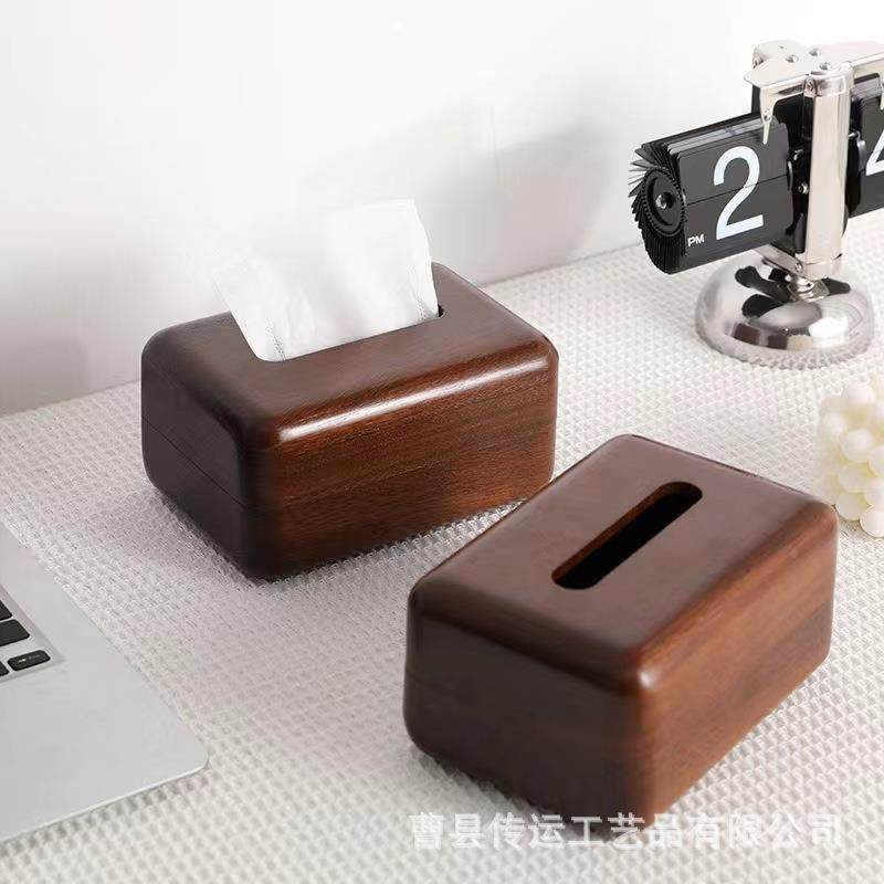 量酒大从优胡盒纳桃木纸巾盒实木木制抽纸店餐厅餐巾纸收精致高端
