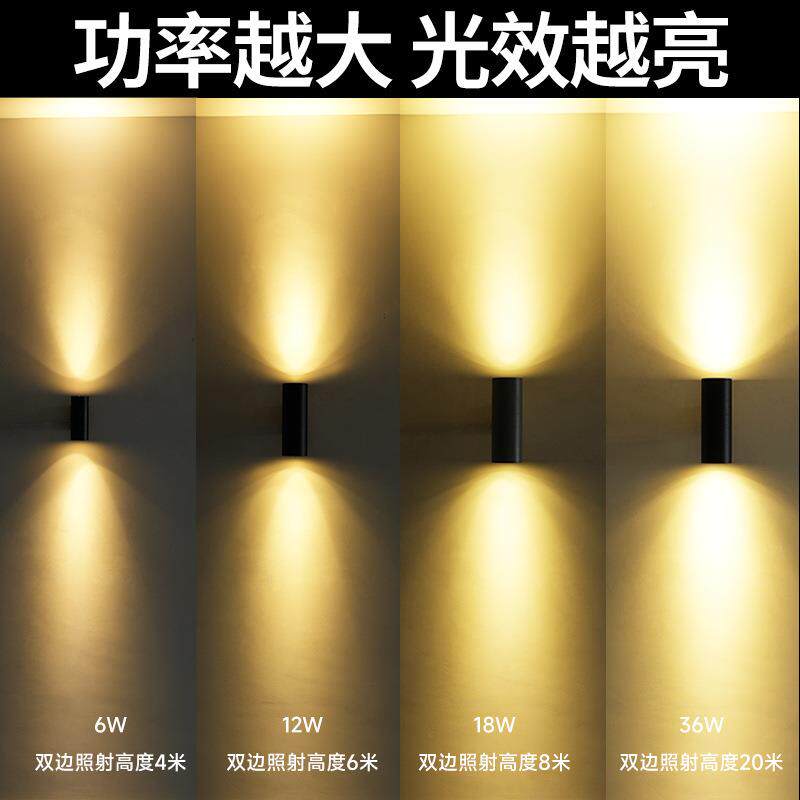 下led户外壁灯双圆形庭头门GZC-STBD院别墅大外墙灯走廊七彩上照