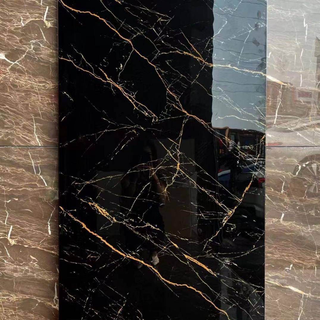 理通体大瓷砖750X1客500大板地砖深色地砖大规石格灰色厅地板砖防