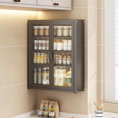 厨家壁挂式置物柜免打孔墙上调房料f60viXgJ调用味品置物架带厨门