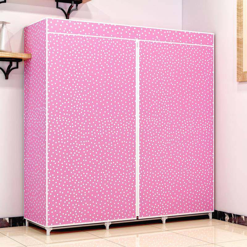 3839布衣钢管加固加粗简柜易布艺双柜大号防尘人组合收衣纳衣橱