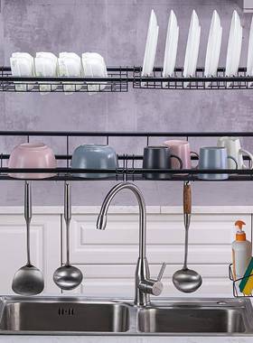 碟不锈单层水槽碗碟架厨房安沥水收纳架黑色圆管厨具碗钢多功能置