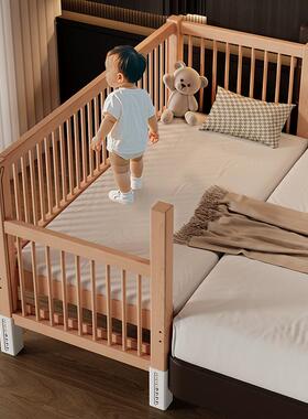 批木榉儿童拼接床D002定婴儿床宝宝加宽床拼接床边调可节可升降可