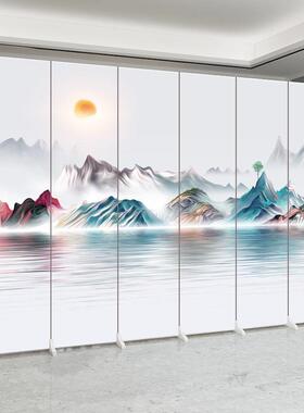 屏风GRL简公约白色隔墙断折叠移动办室现代家用遮色挡白布艺折屏