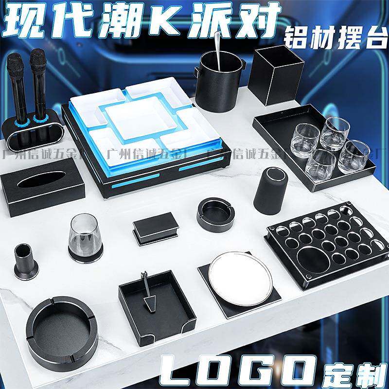 kt包vTHP摆台用品厢台面摆对件极简派房精抛不锈钢话筒架果盘现水