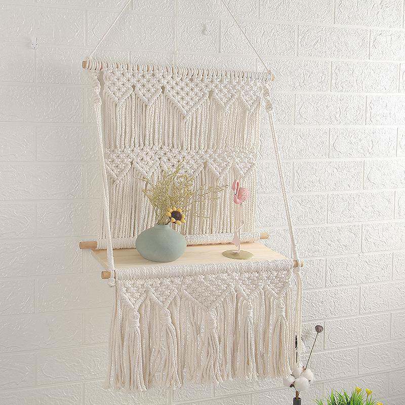波西米亚手工编织置挂毯物架客厅卧床头宿民室装酒XZS店墙上收纳