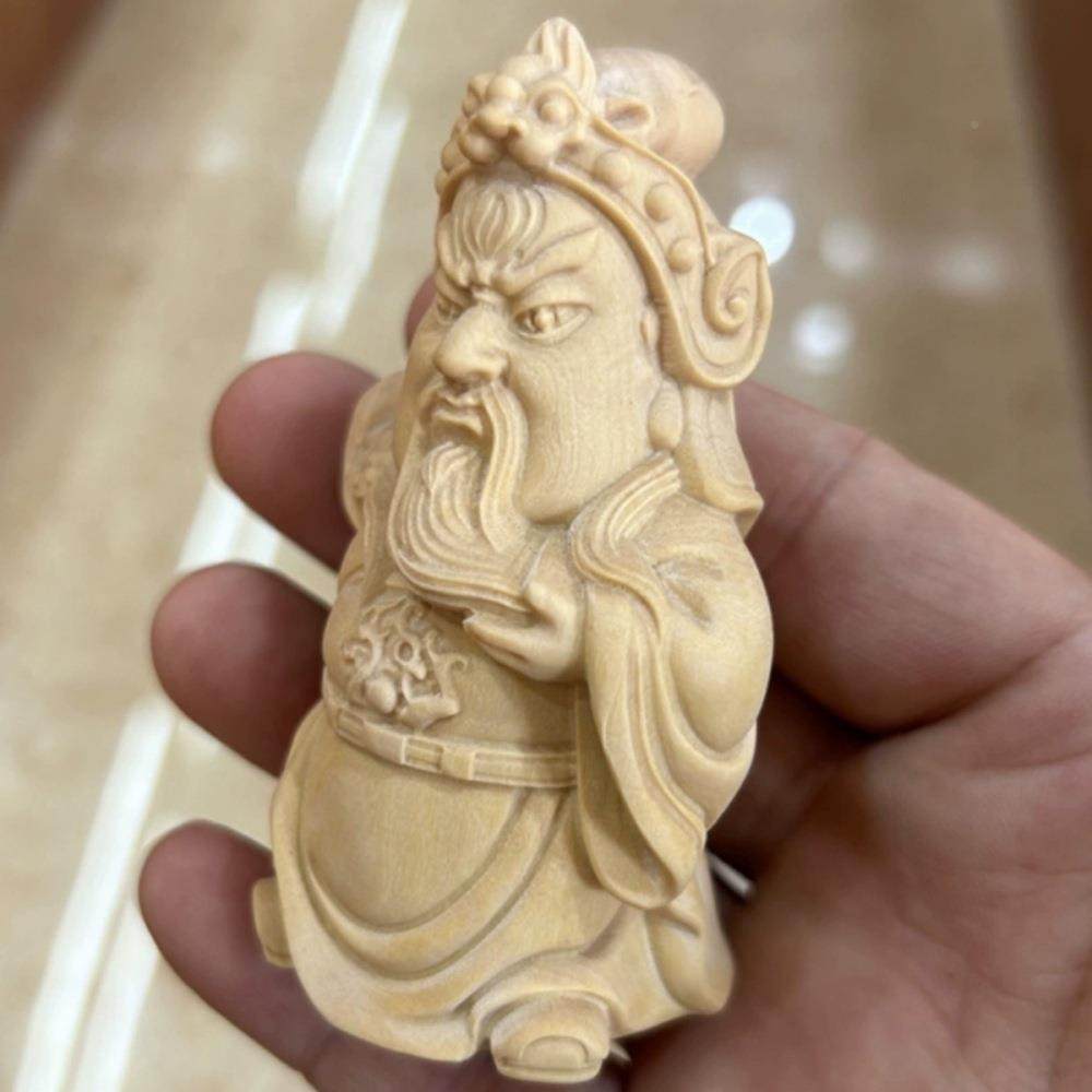 黄关杨爷木关二010摆件卡通造型关羽公实木雕刻文把玩件桌面装饰