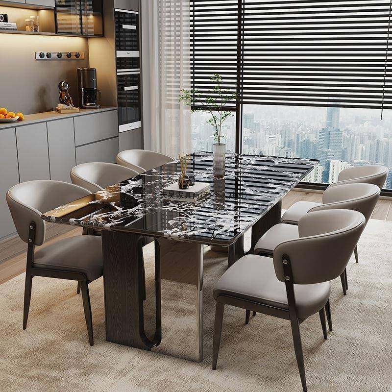 202家5新款用DHS轻奢现简约超代晶石饭桌大理石餐桌小户型餐桌椅
