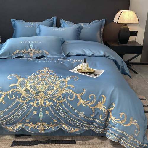 欧式高全棉刺绣四件套水洗丝冰被婚套纯棉sAfKMcSQ床单床档笠庆床