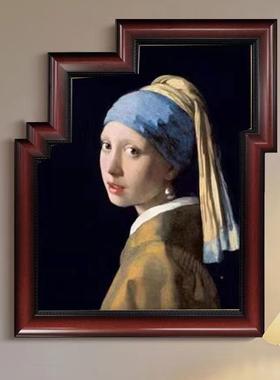 法式复墙古竖挂画轻奢用餐厅版高档B91壁画面异型框欧式创意装家