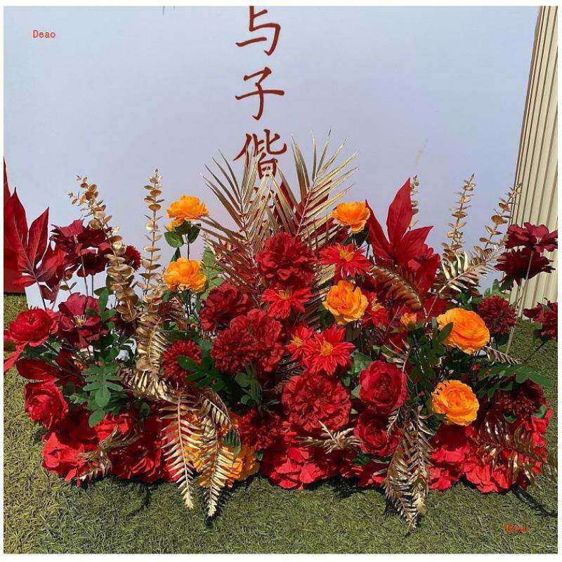 &新婚礼中式地排花路引绢花舞成品角花T台台装饰婚庆花花DnGcZZDD