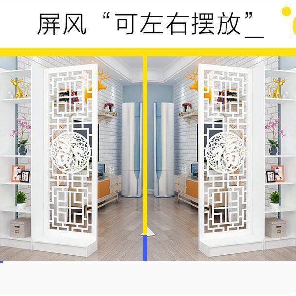 新厅中式屏风断客玄关柜移动隔门厅装饰柜简欧式咨询客服镂空雕花