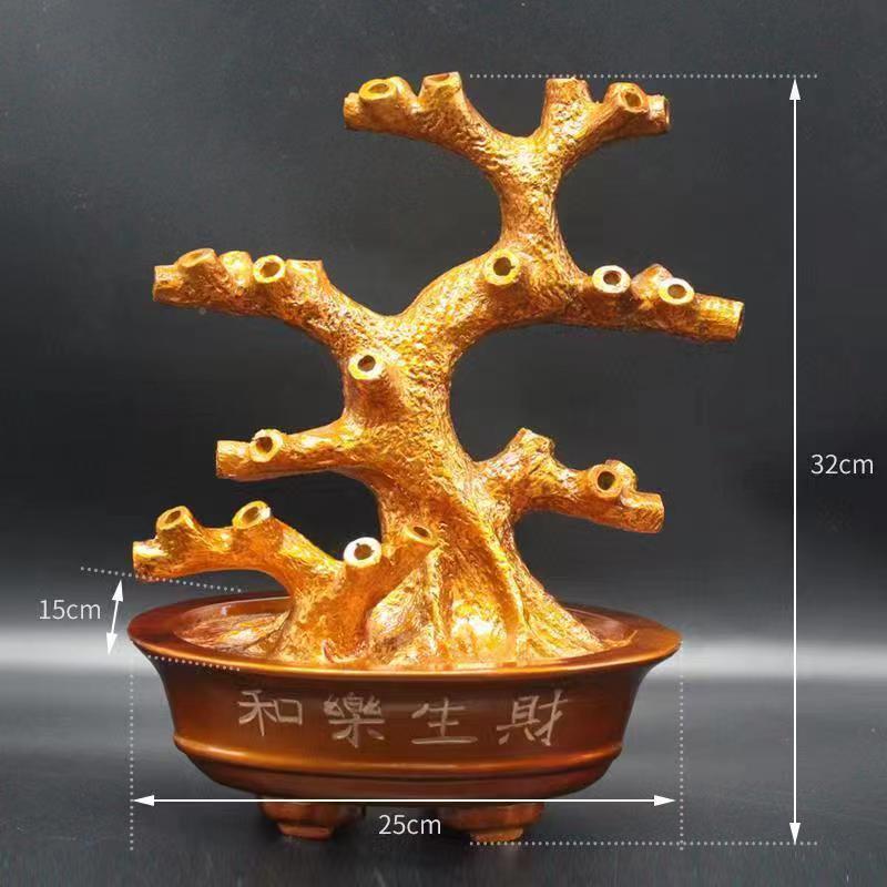 厂家直销招财树底座半成品财树晶摇钱树yj001树发脂工艺树盆财宝