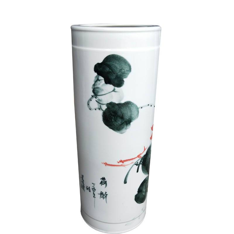 花瓶 客厅插花摆件水培富贵竹百合落地花瓶大号花器手绘荷花