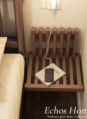 cwl9D1n7折叠床头柜墙上壁挂式悬床头桌桌墙上书浮全实木置物床架