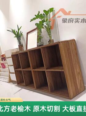 9实U落地柜书方架木格子格柜实木电VZU视柜书柜置物架原木儿童书