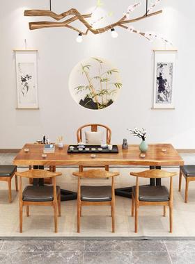 木大板桌NHM椅组实合木泡茶台办公室会客店铺茶民宿原休闲桌椅