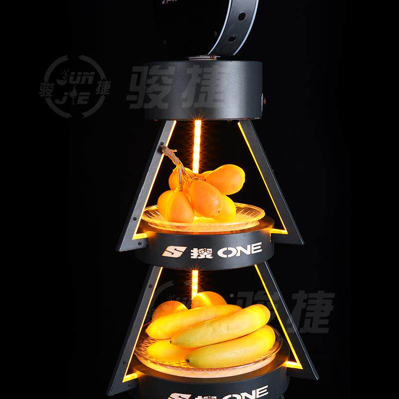 家旋转果盘T三层lVED发光果盘酒吧K黑铁果盘点心厂盘水果盘展示架