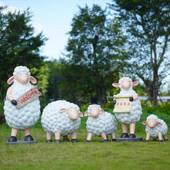 璃户外卡钢通绵羊雕小区幼儿园园林景观塑彩色卷毛卡通羊玻羊雕塑