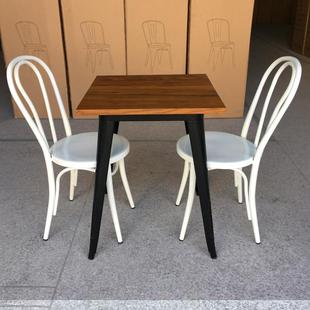 餐桌榆木铁皮桌简约l桌oft业风榆木TC6070几何方设计桌工作台工办