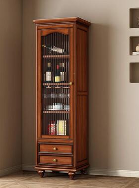美式实木餐边靠墙一柜体现代简约储物640521酒柜原全木酒厨房碗柜