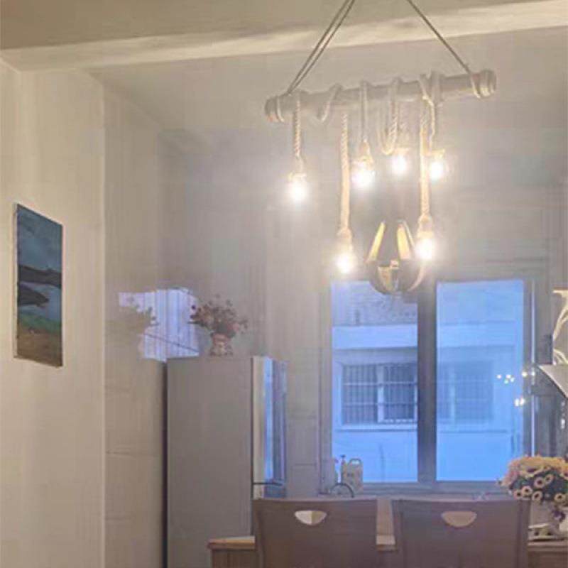 吊灯绳LED餐厅灯D具商店橱窗灯饰55复麻古LE时尚工竹筒灯手艺术灯