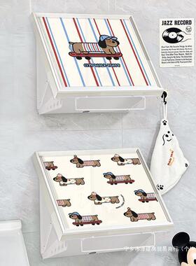 腊狗浴室壁画收纳洗箱HTJ间免打孔卫生折叠置物架厕所肠澡放衣服