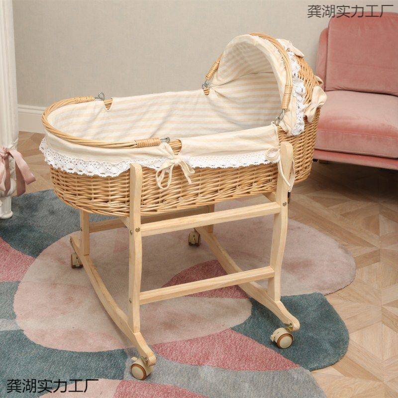 便手携提篮车载睡篮小孩摇篮床摩西摇藤编窝外出婴儿悠296车老式