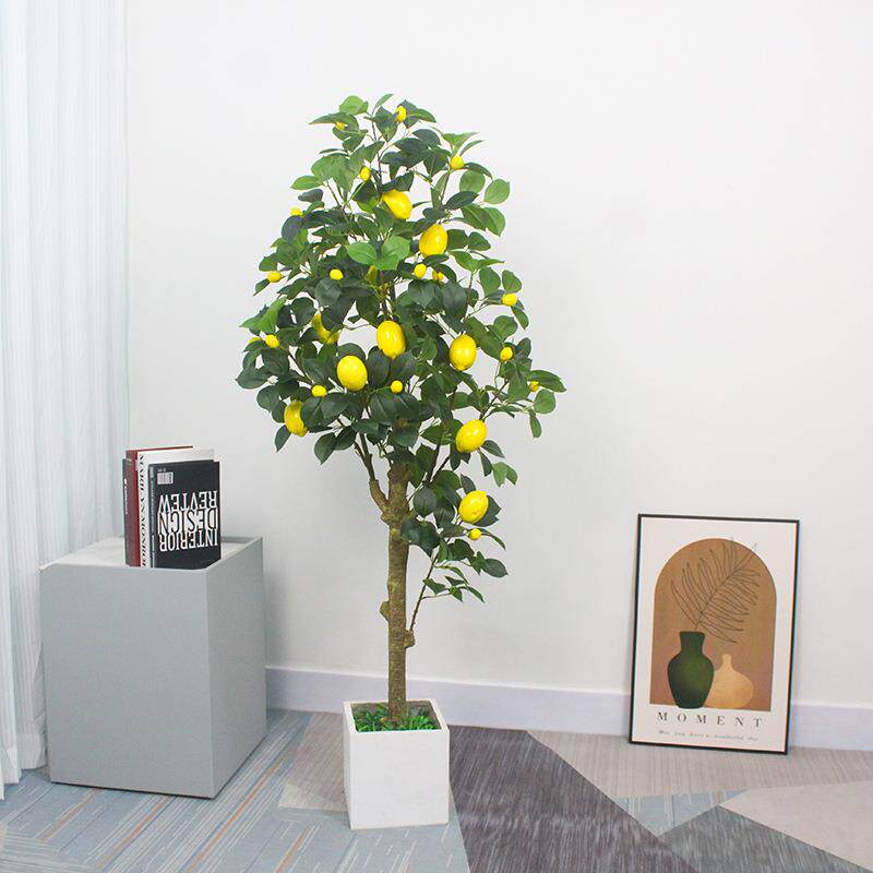 仿真柠檬树盆栽家居装植饰绿植盆大-型物水果树客厅摆落栽地件