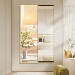 油风玄关镜装饰画风景绿奶植子挂画厅卧室客暗藏式推HXMSH189拉穿