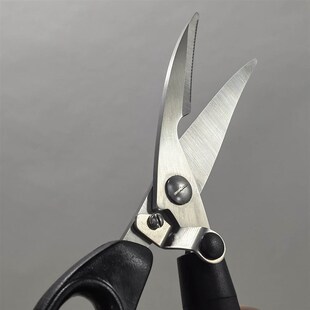 特惠不锈钢弹力自开带锁厨房剪刀防滑胶柄锋利厨剪鸡骨剪鱼鳍熟食