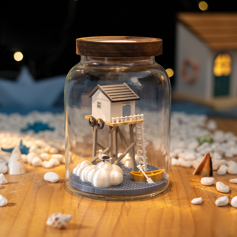 阿楹 奶油高级小众微景观摆件玻璃瓶 书桌房间氛围感装饰乔迁礼品