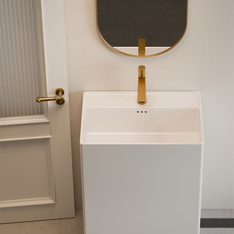 Montop陶瓷一体落地式大户型方形立柱盆阳台洗手盆卫生间洗脸盆